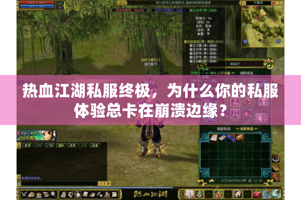 热血江湖私服终极,为什么你的私服体验总卡在崩溃边缘? 热血江湖私服终极,为什么你的私服体验总卡在崩溃边缘?